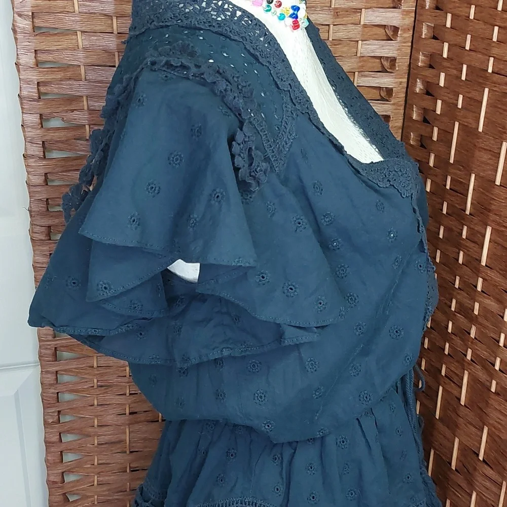 Chelsea & Violet Navy Blue Eyelet Dress Large - Picture 7 of 10